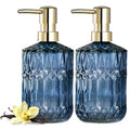 EMPO Clear Glass Soap Dispenser with ABS Plastic Pump, Lotion Dispensers for Kitchen, Bathroom (2pack Blue) - color: 2pack Blue