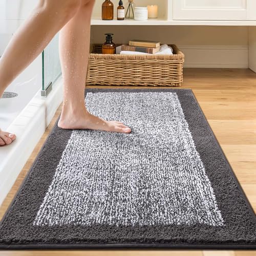 44x24 Large Bathroom Rugs Washable Non Slip, Grey Bath Mat for Bathroom Floor Tub, Soft Absorbent Quick Dry Mats for Shower, Bathtub,Home Decor - color: A-grey, size: 2' x 3'8" (Rectangular)