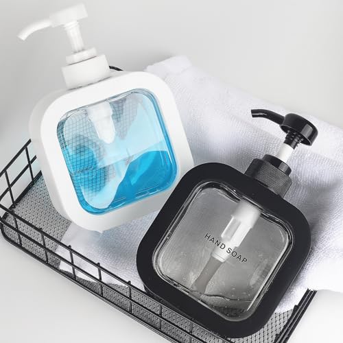 Modern Soap Dispenser for Bathroom and Kitchen Sink, Small Hand Soap Plastic Dish Soap Dispenser with Pump and Labels - White - color: White