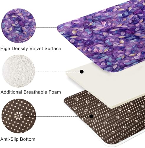 ArtSocket Purple Plant Leaves Bathroom Set with Shower Curtain and Bath Rugs and Accessories,Oil Painting Art Non-Slip Shower Curtain Set,Bathroom Decor 3 Pcs - color: Purple Plant Leaves