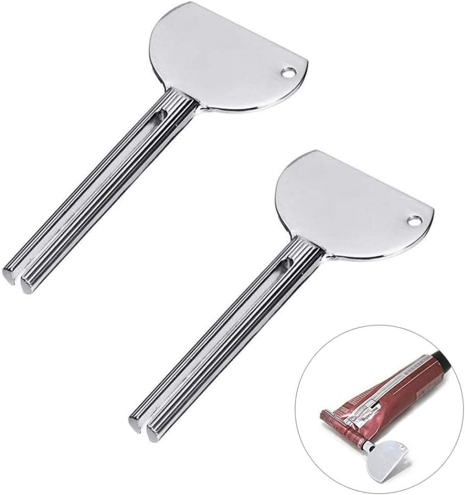 2Pcs Silver Stainless Steels Metal Tube Squeezer Keys Salon Toothpaste Tube Squeezers, Daily Living Tube Squeezing Aids