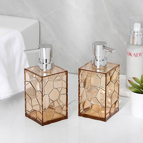 Hand Soap Dispenser, Clear Acrylic Plastic Liquid Pump Bottles Refillable Lotion Dispenser for Bathroom Decor Kitchen College Dorm, Light Brown - color: Clear Light Brown, size: 1 Pack