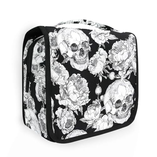 MNSRUU Hanging Toiletry Bag Goth Skull Makeup Bag Portable Travel bag for Toiletries Organizer Bags for Women Men, Travel-Essentials Bag - color: Skull 03