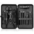 Nail Clippers Sets High Precisio Stainless Steel Nail Cutter Pedicure Kit Nail File Sharp Nail Scissors and Clipper Manicure Kit Fingernails & Toenails with Portable Stylish case (Black) - color: Black