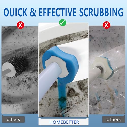 144 Count Disposable Toilet Brush Refills Compatible with Most Wands, Toilet Bowl Wand Refills-Blue Disposable Sponge Refill Heads Prefilled Cleaning Fluid for Bathroom Toilet Cleaning. - color: 144 Bluetoilet Brush Refills