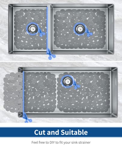 Bligli Pebble Sink Mat for Stainless Steel/Ceramic Sinks, 2 Pack PVC Sink Protectors Mats for Bottom of Kitchen Sink, Dish Drying Mat for Dishes and Glassware, 15.7 x 11.8 inch, Solid Grey - color: Solid Grey