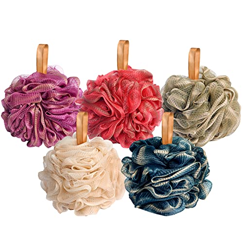 Fishent Loofah - Bath Sponge, 3 Pack 60G Large Shower Mesh Ball Soft Pouf Body Scrubber, Shower Loofah Fits for All Skin Types - style: 60g-White