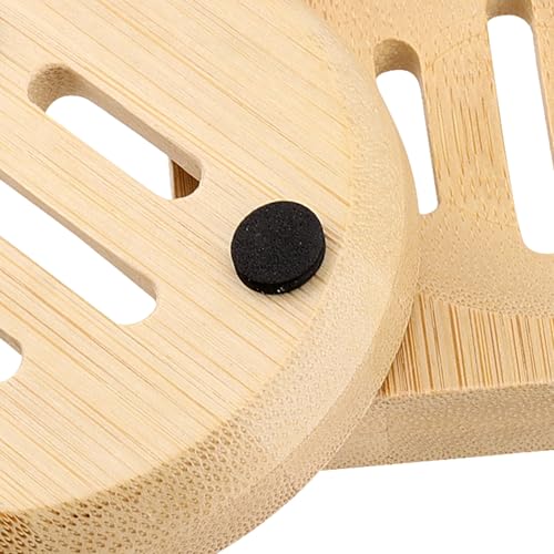 HOIGON 20 PCS Bamboo Soap Dish, 10 Round Wooden Bar Soap Holder and 10 Square Soap Tray, Wooden Soap Tray for Home Bathroom Kitchen