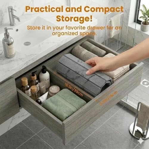 Premium Foldable Stone Bath Mat - Ultra Absorbent Quick Drying Compact Easy to Store & Clean Non-Slip Diatomaceous Earth Bath Shower Mat (Marble Grey) - color: Marble Grey