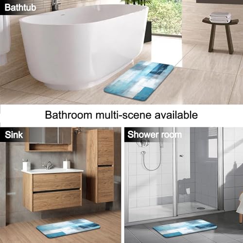 Lnond 4Pcs Bathroom Shower Curtain Sets with Rugs,Turquoise White Painting Art Bathroom Sets with Shower Curtain and Rugs and Accessories - color: Turquoise White