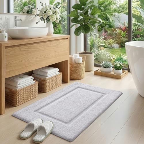 DEXI Bathroom Rugs 36x24, Washable Non Slip Bath Mat for Shower Floor, Absorbent Quick Dry Bathmat with Rubber Backing, Ultra Soft Plush Carpet for Tub, White - color: White, size: 36" X 24" (Rectangular)