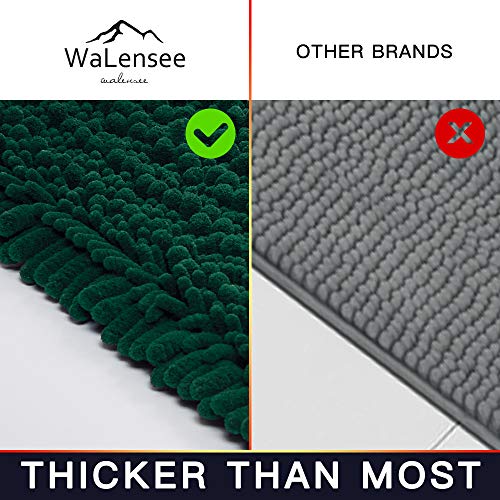 Walensee Bathroom Contour Rug Non Slip Toilet U Shaped Bath Mat (20x24, Hunter Green) Water Absorbent Super Soft Shaggy Chenille Machine Washable Dry Extra Thick Perfect Absorbant Best Plush Carpet - color: Hunter Green, size: 20"x24" Contour Rug