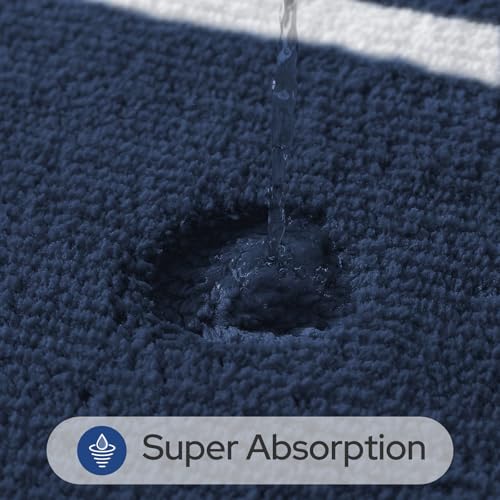 HOMEIDEAS Bathroom Rugs Sets 2 Piece, Super Soft and Absorbent Microfiber Tufted Bath Mats, Non-Slip and Machine Washable Bath Rugs(Navy Blue) - color: Navy Blue