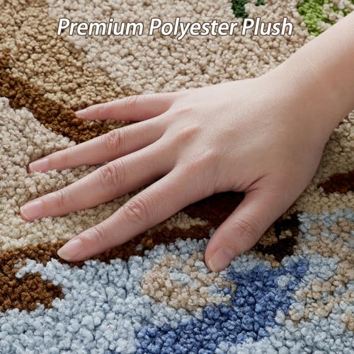 Bathroom Rug Mat, Desert Oasis Sunset Fluffy Rug with Camel & Palm Tree, Ultra Absorbent Microfiber Shaggy Door Mat, Quick Dry Bath Rug Carpet for Toilet Bathtub Bedroom 20x31 Inch - color: Beige