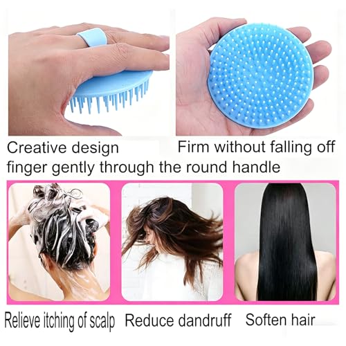2 Pack Hair Scalp Massager Shampoo Brush Shower Head Scrubber Cleanser Massage Comb for Hair Growth Ease Dandruff Removal and Head Relaxation for Women and Men or Pets (Blue)