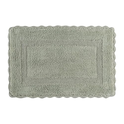 Savi Home Cotton Crochet Bathmat with Antiskid 17x24 Sage Green, 100% Pure Cotton, Super Soft Bath Rug, Plush & Absorbent,Full Reversible Step Out Rugs - color: Sage Green, size: 1'5" x 2' (Rectangular)