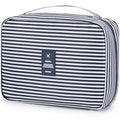 Mossio Hanging Toiletry Bag with Sturdy Hook - Large Portable Cosmetic Makeup Travel Organizer for Men & Women - color: Blue Stripe