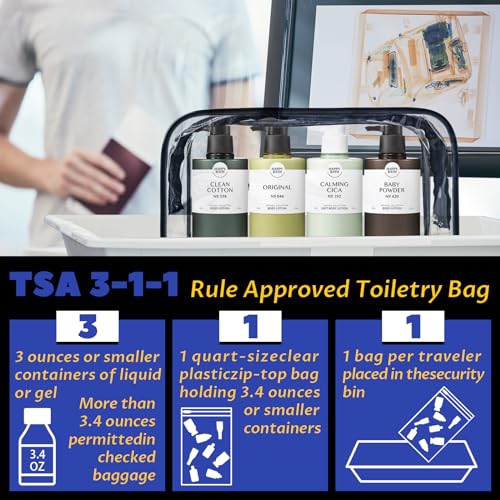 16 Pieces Clear Makeup Bags Bulk, TSA Approved Toiletry Bag for Travel, PVC Waterproof Travel Pouches Clear Pouch with Zipper for Men and Women Carry-on Travel Essentials Cosmetic Bags (Black-M) - color: Black-M