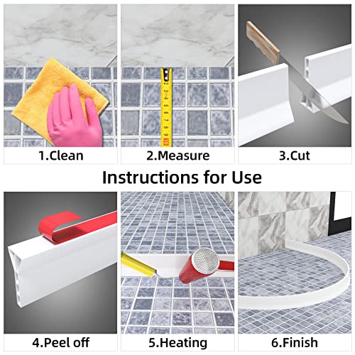 3" High Shower Threshold Water Dam 74 IN Collapsible Shower Water Splash Guard for Curbless Shower Threshold Barrier Water Stopper for Wet and Dry Separation Bathroom and Kitchen (White) - color: White, style: 74 inch