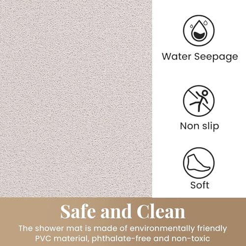 Shower Mat Bathtub Mat Non-Slip,47x16 inch, Soft Tub Mat with Drain,PVC Loofah Bath Mat (Phthalate Free) for Tub and Bathroom,Quick Drying,White - color: White, size: 47" x 16" (Rectangular)
