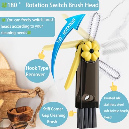 3 in 1 Cup Lid Gap Cleaning Brush, Cup Lid Brush, Multifunctional Water Bottle Cleaning Brush, Home Kitchen Crevice Brush Tools for Tiny Cup Lid Detail, Bottle Tight Spaces Cup(3 PCS) - color: Black, Green, Blue(3pcs)