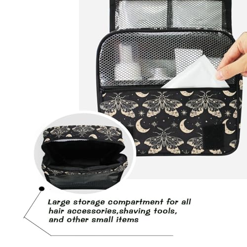 MNSRUU Hanging Toiletry Bag Butterfly and Moon Skull Travel Makeup bag for Toiletries Portable Travel Toiletry Organizer Cosmetic Bags with Hanging Hook - color: Skull A10121