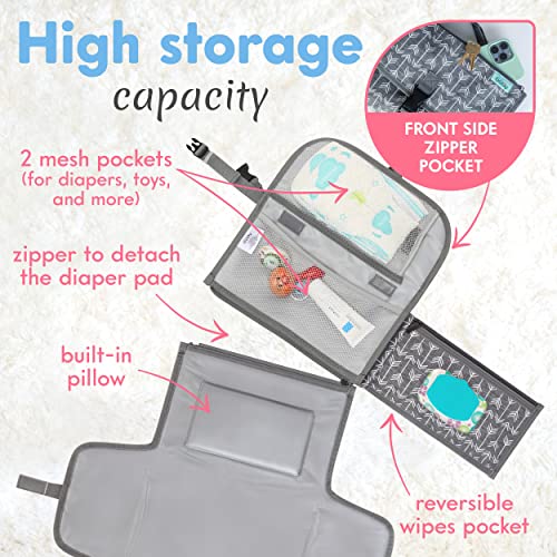 Kopi Baby Portable Diaper Changing Pad-Baby Diaper Changer Travel Bag with Wipes Pocket, Smart Design Portable Changing Mat, Infant Travel Station Kit, Gift for Newborn Girl & Boy-Grey Arrows, Classic - color: Grey Arrows, size: Classic
