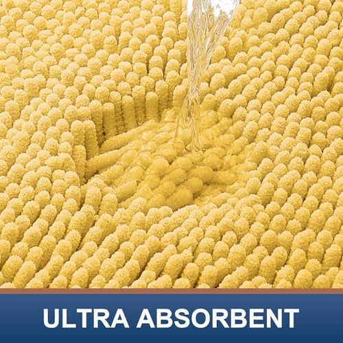 Smiry Luxury Chenille Toilet Rugs U-Shaped 20x20, Soft Absorbent Non-Slip Contour Bathroom Rugs for Toilet, Machine Washable Contoured Bath Mats, Yellow - color: Yellow, size: 20" X 20" Contour Rug
