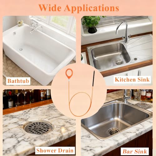 35 Inch Drain Snake Hair Drain Clog Remover Tool, Anti-Break Steel Sink Snake Drain Hair Removal Tool for Bathroom Sink Tub Shower Pipe Drain