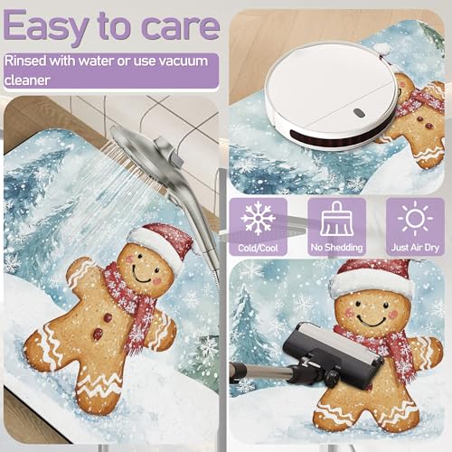 Cookie Winter Bath Mat, Water Absorbent Quick Dry Thin Bathroom Floor Mat, Rug for Bathroom Kitchen 17"x30" - color: Cookie Winter