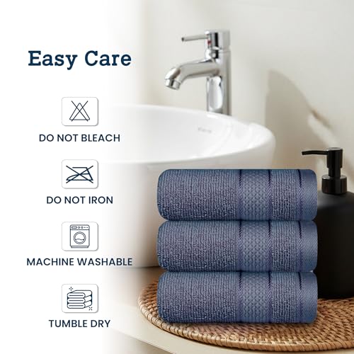 Casa Lino Face Towels & Body Wash Cloths for Showering - 100% Cotton Wash Cloths for Bathroom - Highly Absorbent & Quick Drying Washcloth Set - Cotton Washcloths 24 Pack (12" x 12") - (Cobalt Blue) - color: Navy