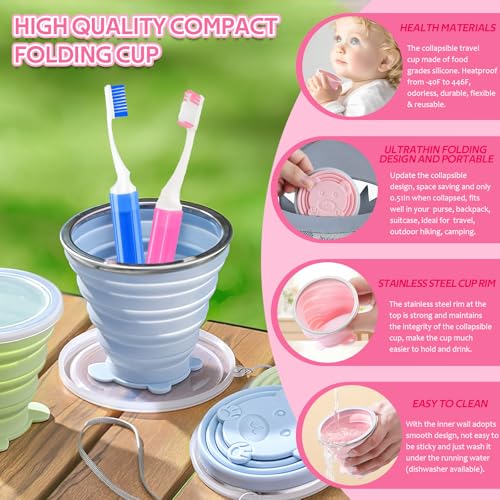 Toothbrush Travel Case, Travel Toothbrush Silicone Collapsible Toothbrush Cup, Travel Toothbrush Set Suitable for Business Camping Travel or Daily Use (Pink) - color: Pink