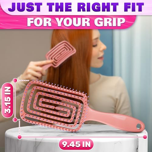 Vented Hair Brush for Blow Drying - Pink Hair Detangler Brush, Lightweight and Ergonomic, Convenient Size, Suitable for All Curl Types (Includes Wigs), Great for Home and Travel Use for Quick Styling - color: 1 Pc Pink Hair Detangler Brush