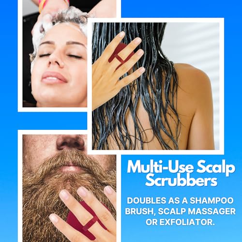 G.B.S Scalp Exfoliator 4 Pack - Shampoo Brush, Scalp Scrubber for Dandruff Removal, Massager & Hair Exfoliator - Red & Black - color: 2red/2black