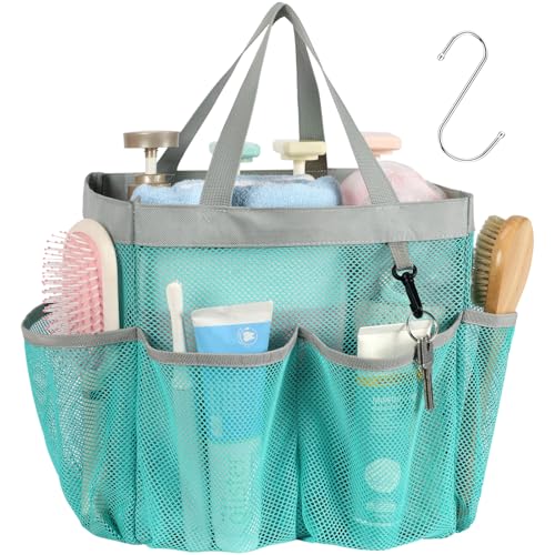 Mesh Shower Caddy Portable - 8 Pockets, S-Hook, Shower Bag for Dorm Camping | 2-Handle, Quick-Dry, Hanging Toiletry Organizer, College Dorm Room Essentials for Girls, Gym, Travel & Bathroom, Mint Green - color: 1 Pack L Mint Green, size: L (Classic Dorm C