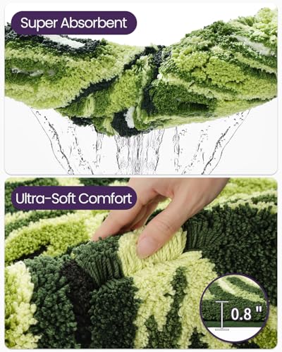 DEXI Leaf Bathroom Rugs Monstera, 47x31.5 Soft Fluffy Cute Bath Mat with Non Slip Backing, Washable Absorbent Bath Rug Quick Dry for Shower Floor, Toilet, Bedroom, Kids Room - color: Ample Monstera Deliciosa-large