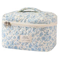 Gosect Large Makeup Bag, Cute Cosmetic Bag for Women Girls, Floral Coquette Aesthetic Toiletry Bag, Travel Make Up Organizer Bag (BDLH) - color: 08Blue Flower