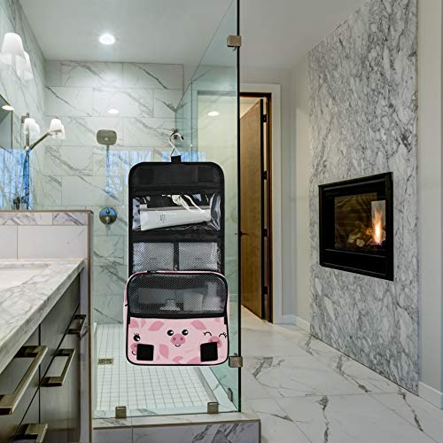 senya Hanging Travel Toiletry Bag Kit Makeup Case Cosmetics Organizer for Men Women - color: Cute Pigs
