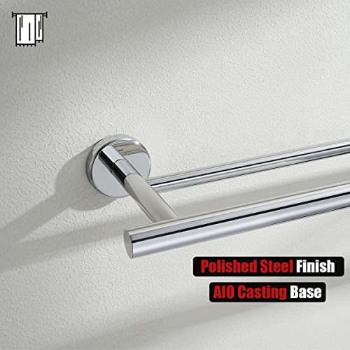 JQK Double Bath Towel Bar, 30 Inch 304 Stainless Steel Thicken 0.8mm Towel Rack for Bathroom, Towel Holder Polished Chrome Wall Mount, Useable Length 27 Inch, TB100L27-CH - color: Polished Chrome, size: 30 Inch