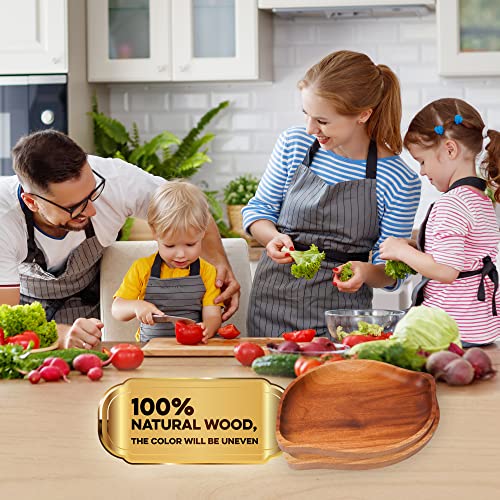 VieWood Leaf Wooden Plates Set of 4 Unbreakable Classic Appetizer Plates, Easy Cleaning & Lightweight for Dishes Snack, Dessert, Charger Plates (Khaya, 9.4x6.5) - color: Leaf Wood Plates (Set of 4)