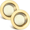 Retisee 2 Pcs Sink Strainer Stainless Steel Kitchen Sink Drain Strainer Basket Cover Mesh Hair Food Catcher, Large Wide Rim of 4.4 Diameter(Brushed Gold) - color: Brushed Gold