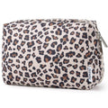 Narwey Cute Cheetah Makeup Bag Travel Cosmetic Bag Organizer Toiletry Bag Make Up Bags with Compartments for Women Girls (Large, Beige Leopard) - color: Beige Leopard, style: Large