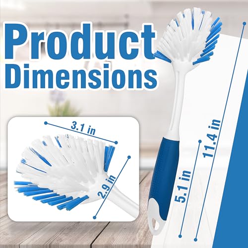 2-Pack Dish Brushes with Scraper, Durable Nylon Bristles Kitchen Scrub Brush, Dish Scrubber with Handle for Pans, Sink, Bathroom