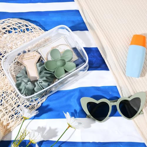 DEEKA 5 Pcs Bridesmaid Proposal Bag Set Gift Clear Makeup Toiletry Bag Bachelorette Party Favors Sunglasses Flower Claw Clips Scrunchies Knot Bracelets Bridal Wedding Party Gifts (Sage Green) - color: Sage Green(Flower Claw Clip), size: 1 Set