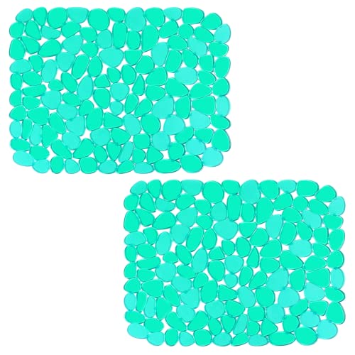 Bligli Pebble Sink Mat for Stainless Steel/Ceramic Sinks, PVC Eco-Friendly Sink Protectors Mats for Bottom of Kitchen Sink, Dish Drying Mat for Dishes and Glassware, 15.7 x 11.8 inch, Green - color: Green