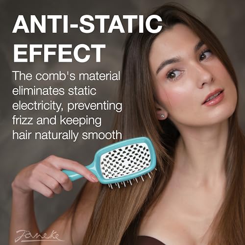 Janeke Original Patented Superbrush Detangler Brush Anti-static Hairbrush Easy For Wet or Dry Use Flexible with Nylon Bristle Great for All Hair Types - Long Thick Curly (Tiffany) - color: Tiffany Superbrush
