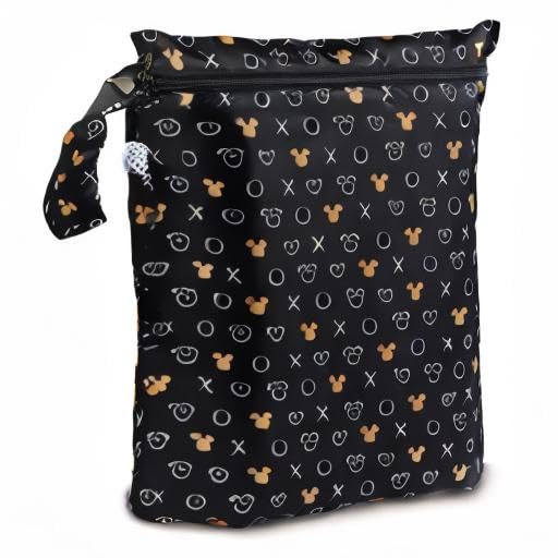 Bumkins Disney Waterproof Wet Bag for Baby, Travel, Swim Suit, Cloth Diapers, Pump Parts, Pool, Beach, Gym Clothes, Toiletry, Hook to Stroller, Daycare, Zip Reusable Wetdry Packing, Minnie Mouse Icon - color: B4 Minnie Mouse Icon, style: Wet Bag