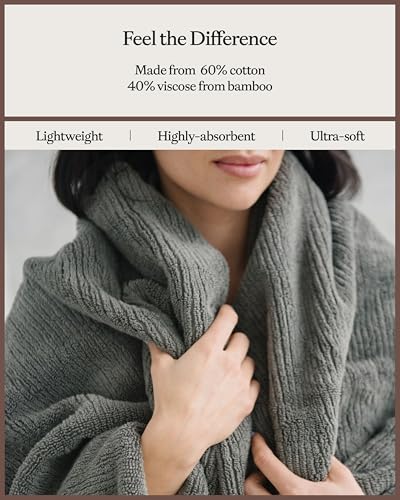 Cozy Earth Ribbed Bath Sheet Set - 60% Cotton 40% Viscose from Bamboo Bath Sheets - Soft & Absorbent Textured Ribbed Pattern - 2 Pack Charcoal - color: Charcoal, size: Bath Sheet