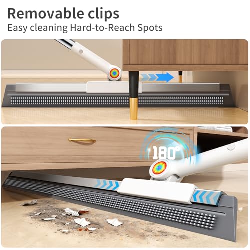Floor Squeegee for Concrete Floor, Squeegee for Floor with 180° Rotating Head & 63" Long Handle, Garage Squeegee Broom for Epoxy Floor, Pet Hair, Water Removal, Bathroom Tile, Shower Glass, Carpet