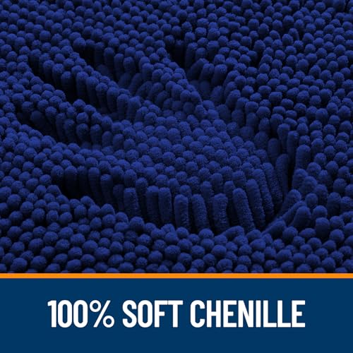 OLANLY Toilet Rugs U-Shaped 20x20, Extra Soft Absorbent Chenille Contour Bathroom Rugs for Toilet, Dry Quickly, Machine Washable, Non-Slip Bath Mat, Navy - color: Navy, size: 20" X 20" Contour Rug